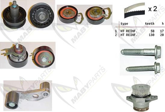 Mabyparts OBKWP0101 - Ūdenssūknis + Zobsiksnas komplekts autodraugiem.lv