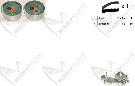 Mabyparts OBKWP0108 - Ūdenssūknis + Zobsiksnas komplekts autodraugiem.lv