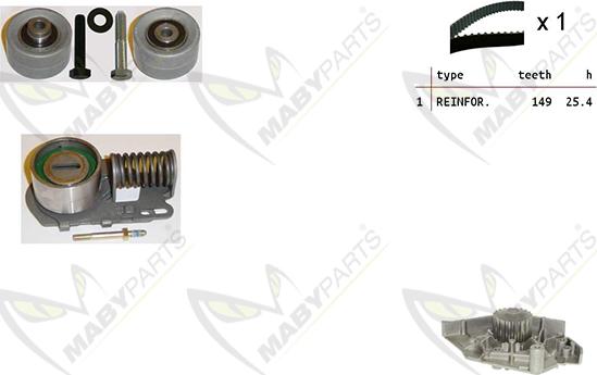 Mabyparts OBKWP0103 - Ūdenssūknis + Zobsiksnas komplekts autodraugiem.lv