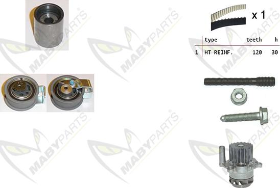 Mabyparts OBKWP0102 - Ūdenssūknis + Zobsiksnas komplekts autodraugiem.lv