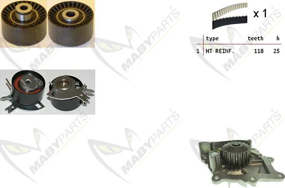 Mabyparts OBKWP0116 - Ūdenssūknis + Zobsiksnas komplekts autodraugiem.lv