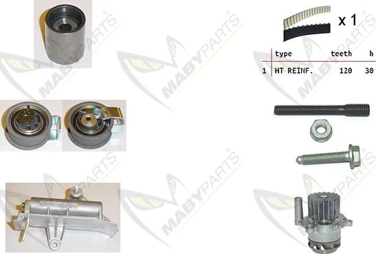 Mabyparts OBKWP0113 - Ūdenssūknis + Zobsiksnas komplekts autodraugiem.lv