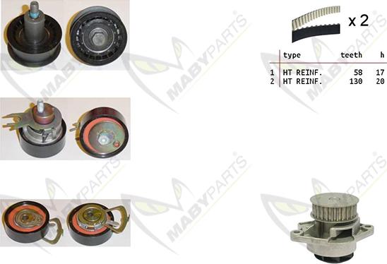 Mabyparts OBKWP0138 - Ūdenssūknis + Zobsiksnas komplekts autodraugiem.lv