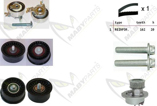 Mabyparts OBKWP0123 - Ūdenssūknis + Zobsiksnas komplekts autodraugiem.lv