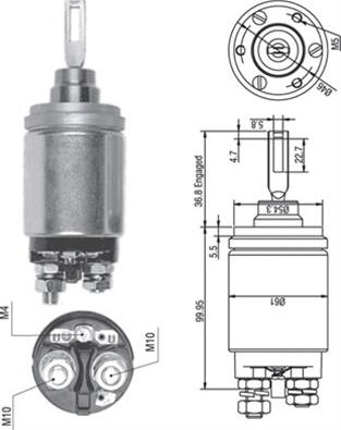 Magneti Marelli 940113050259 - Ievilcējrelejs, Starteris autodraugiem.lv