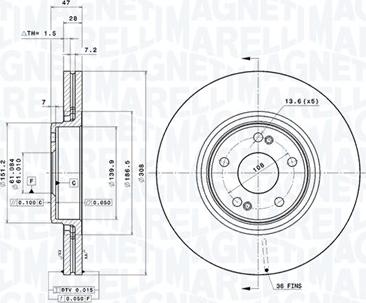 Magneti Marelli 360406093001 - Bremžu diski autodraugiem.lv