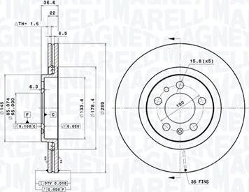 Magneti Marelli 360406049501 - Bremžu diski autodraugiem.lv