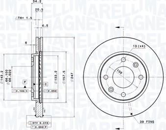 Magneti Marelli 360406040501 - Bremžu diski autodraugiem.lv