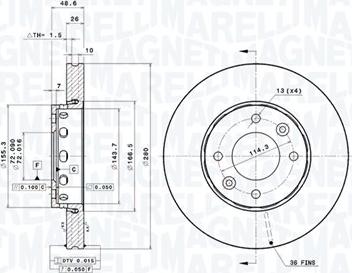 Magneti Marelli 360406062601 - Bremžu diski autodraugiem.lv