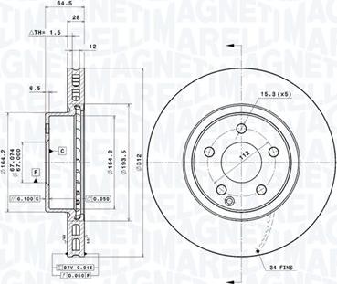 Magneti Marelli 360406008001 - Bremžu diski autodraugiem.lv