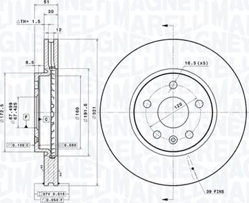 Magneti Marelli 360406080801 - Bremžu diski autodraugiem.lv