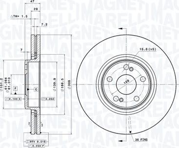 Magneti Marelli 360406088901 - Bremžu diski autodraugiem.lv