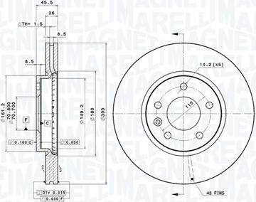 Magneti Marelli 360406108701 - Bremžu diski autodraugiem.lv