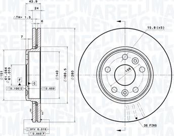 Magneti Marelli 360406119201 - Bremžu diski autodraugiem.lv