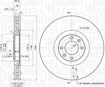 Magneti Marelli 360406113901 - Bremžu diski autodraugiem.lv