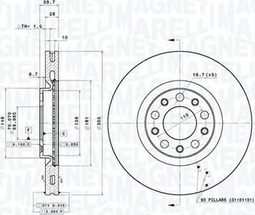 Magneti Marelli 360406180501 - Bremžu diski autodraugiem.lv