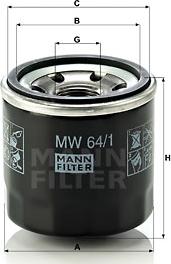 Mann-Filter MW 64/1 - Eļļas filtrs autodraugiem.lv
