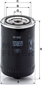 Mann-Filter W 940 (10) - Eļļas filtrs autodraugiem.lv