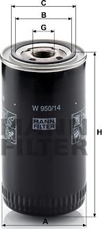 Mann-Filter W 950/14 - Eļļas filtrs autodraugiem.lv