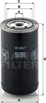 Mann-Filter W 950/7 - Eļļas filtrs autodraugiem.lv