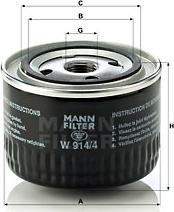 Mann-Filter W 914/4 - Eļļas filtrs autodraugiem.lv