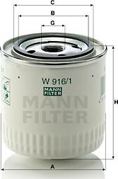 Mann-Filter W 916/1 - Eļļas filtrs autodraugiem.lv