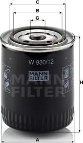 Mann-Filter W 930/12 - Eļļas filtrs autodraugiem.lv