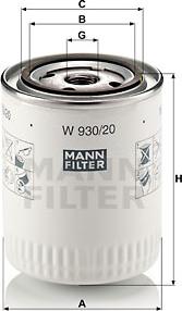 Mann-Filter W 930/20 - Eļļas filtrs autodraugiem.lv