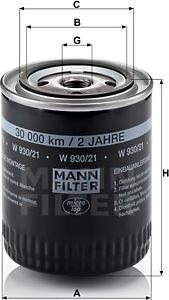 Mann-Filter W 930/21 - Eļļas filtrs autodraugiem.lv