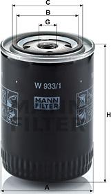Mann-Filter W 933/1 - Eļļas filtrs autodraugiem.lv