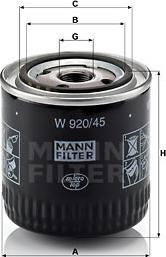 Mann-Filter W 920/45 - Eļļas filtrs autodraugiem.lv