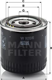 Mann-Filter W 920/6 - Eļļas filtrs autodraugiem.lv