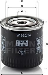 Mann-Filter W 920/14 - Eļļas filtrs autodraugiem.lv
