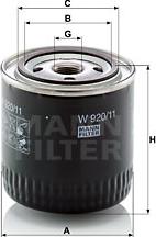 Mann-Filter W 920/11 - Eļļas filtrs autodraugiem.lv