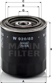 Mann-Filter W 920/80 - Eļļas filtrs autodraugiem.lv