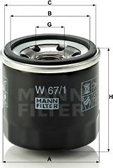 Mann-Filter W 67/1 - Eļļas filtrs autodraugiem.lv