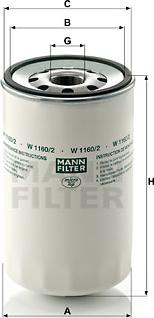 Mann-Filter W 1160/2 - Eļļas filtrs autodraugiem.lv