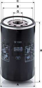 Mann-Filter W 1160 - Eļļas filtrs autodraugiem.lv