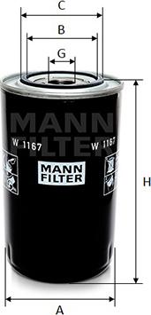 Mann-Filter W 1167 - Eļļas filtrs autodraugiem.lv