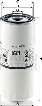 Mann-Filter W 11 102/34 - Eļļas filtrs autodraugiem.lv