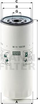 Mann-Filter W 11 102/36 - Eļļas filtrs autodraugiem.lv