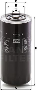 Mann-Filter W 1170/15 - Eļļas filtrs autodraugiem.lv