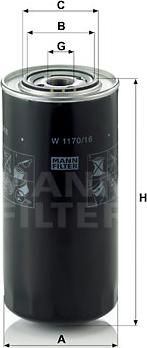 Mann-Filter W 1170/16 - Eļļas filtrs autodraugiem.lv