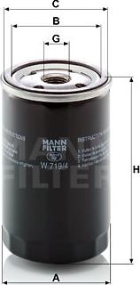 Mann-Filter W 719/4 - Eļļas filtrs autodraugiem.lv
