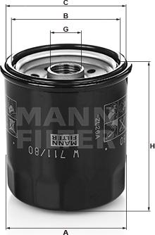 Mann-Filter W 711/80 - Eļļas filtrs autodraugiem.lv