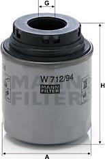 Mann-Filter W 712/94 - Eļļas filtrs autodraugiem.lv