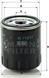 Mann-Filter W 712/47 - Eļļas filtrs autodraugiem.lv
