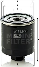 Mann-Filter W 712/52 - Eļļas filtrs autodraugiem.lv