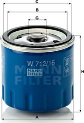 Mann-Filter W 712/16 - Eļļas filtrs autodraugiem.lv