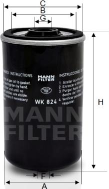 Mann-Filter WK 824 - Degvielas filtrs autodraugiem.lv